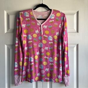 Little Sleepies Cookies & Milk Women's Pajama Top Pink XS Bamboo Lunaluxe Soft